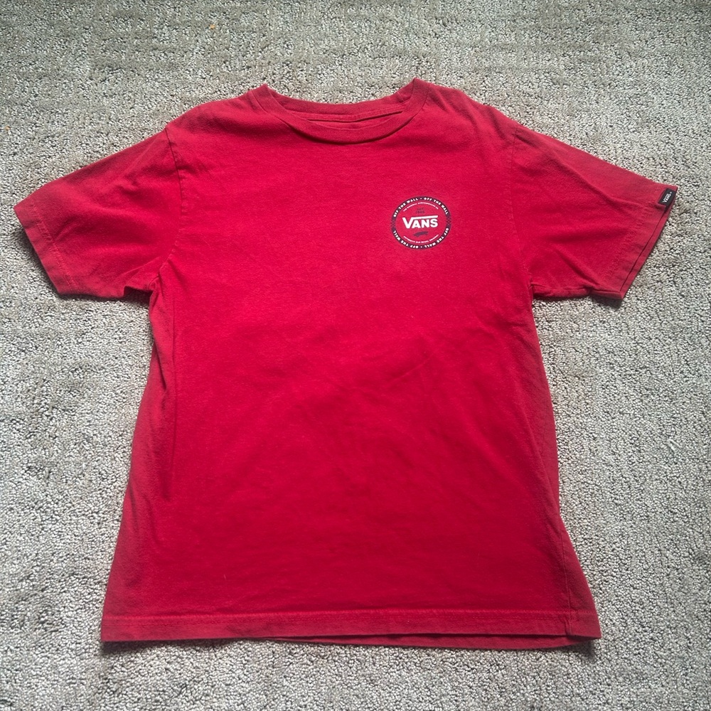 Youth Small (8/10) Vans Red Kids Short-Sleeve Logo Tee